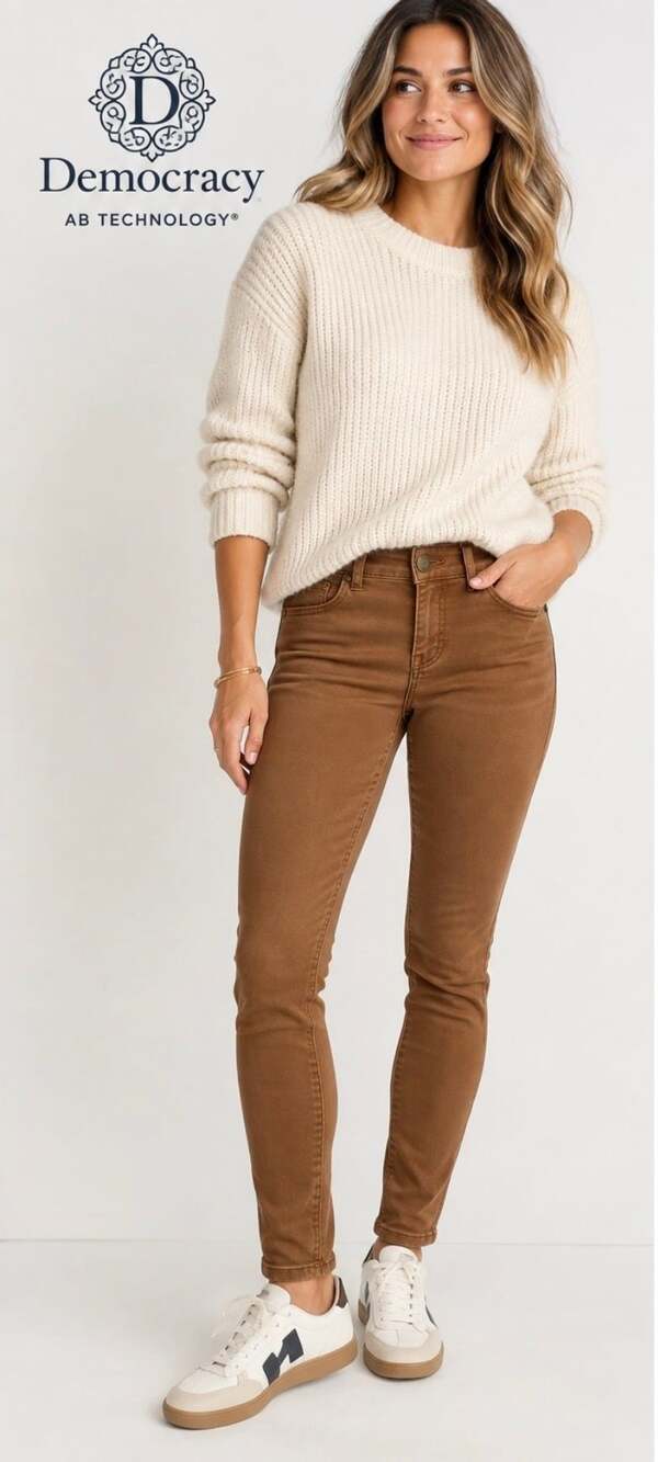 Democracy Ab Technology Brown Skinny Jeans Pants Size 4 Stretch